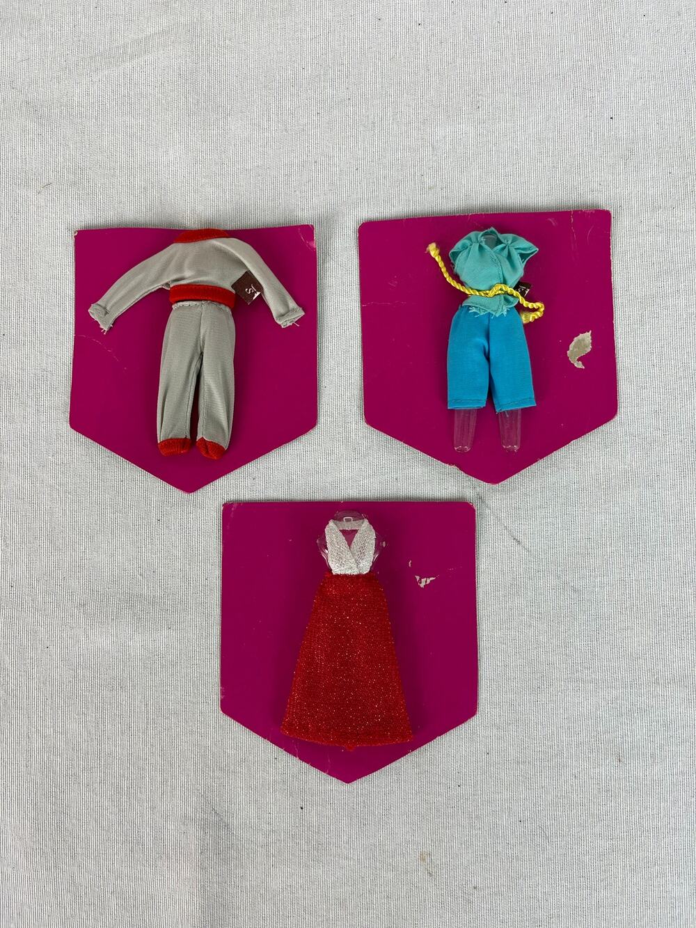 Sergio Valente Set Of Three New Outfits 4 Inch Dolls Sweatsuit, Outfit, Dress